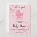 Search for pram baby girl shower invitations Its a girl