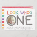 Search for rainbow 1st birthday invitations Colourful