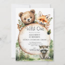 Search for wild one woodland birthday invitations Rustic wood