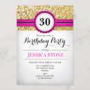 Search for hot pink 30th birthday invitations Glam