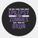 Search for zombies round stickers Brain