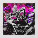 Search for pink and black masquerade party invitations Mardi gras