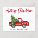 Search for vintage red truck postcards Merry christmas