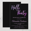 Search for hello 30 birthday invitations Black