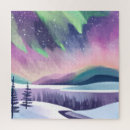 Search for northern lights puzzles Watercolor
