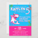 Search for pink shark birthday invitations Pool party