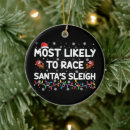 Search for racing christmas tree decorations Santa