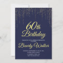 Search for blue and gold 60th birthday invitations Adult birthday party