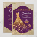 Search for purple gold masquerade party invitations Celebration