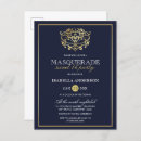 Search for blue and gold masquerade party invitations For her