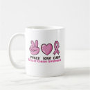Search for peace love cure mugs Breast cancer awareness