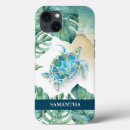 Search for palm leaf iphone cases Blue