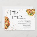 Search for little pumpkin on the way baby shower invitations Orange