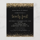 Search for black and gold glitter birthday invitations Handwriting script
