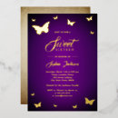Search for purple butterfly sweet 16 invitations Gold