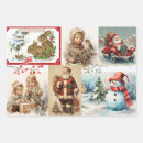 Search for vintage christmas tree wrapping paper Holly berry