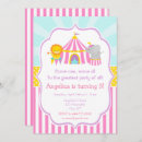 Search for pink carnival birthday invitations Animals