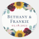 Search for sunflower wedding stickers Burgundy