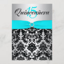 Search for black silver quinceanera invitations Girly