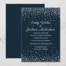 Search for silver confetti wedding invitations Navy blue