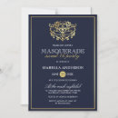 Search for blue and gold masquerade party invitations For her