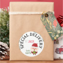 Search for special delivery christmas stickers Santas workshop