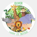 Search for jungle animals stickers 1st birthday party