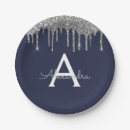 Search for navy blue and silver plates Glitter