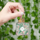 Search for pink leaf square key rings Modern