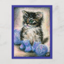 Search for kitten with yarn postcards Cute