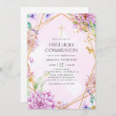 Search for pink and purple first communion invitations Trendy