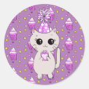 Search for cute cat birthday stickers Purple