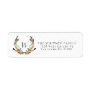 Search for rustic antlers return address labels Watercolor