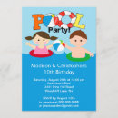Search for twins pool party invitations Girl