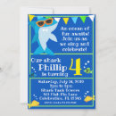 Search for attack vertical 5x7 invitations Shark pool party