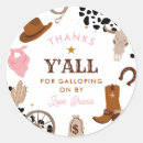 Search for first birthday thanks stickers Cowboy