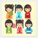 Search for japanese kokeshi doll stickers Kawaii
