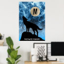 Search for wolf howling at moon posters Blue