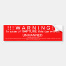 Search for rapture bumper stickers Warning
