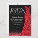 Search for female 80th birthday invitations Black