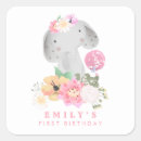 Search for elephant 1st birthday stickers One year old