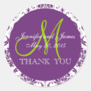 Search for purple and green wedding stickers Thank you
