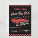 Search for vintage car save the dates Red