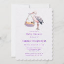 Search for stork baby girl shower invitations Purple