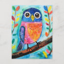 Search for watercolor bird postcards Owl