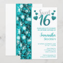 Search for teal and silver sweet 16 invitations Chic