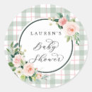 Search for pink gingham baby shower stickers Watercolor