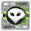 Search for aliens square stickers Retro
