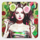 Search for ai square stickers Beautiful woman