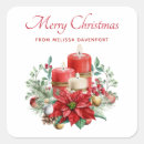 Search for poinsettia tag stickers Red green and gold